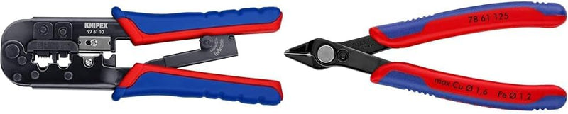 KNIPEX Crimpzange für Westernstecker, 97 51 10 & Electronic Super Knips, Elektronik-Seitenschneider