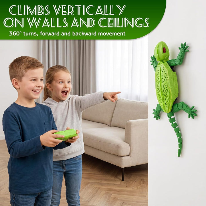 RC Gecko Ferngesteuert - Klettert an Wänden & Decken, Wiederaufladbar mit LED-Augen, Roboter-Gecko-S