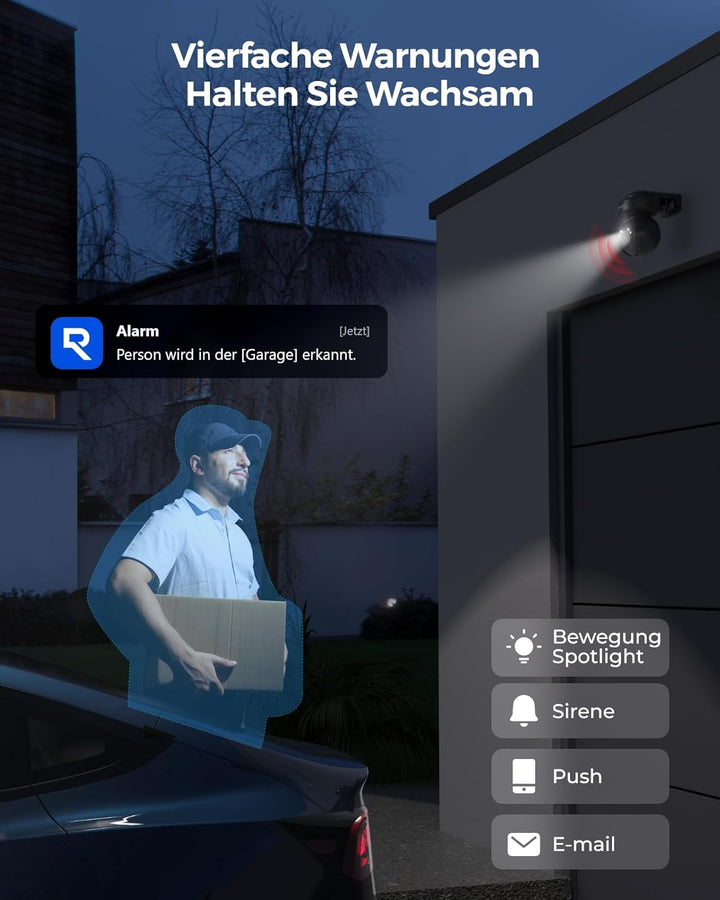 Reolink 4K PTZ Überwachungskamera Aussen WLAN, 3X Optischem Zoom, Auto-Tracking, 2,4/5GHz Wi-Fi, Per