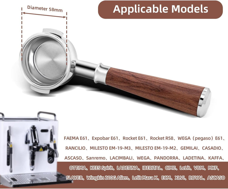 Mcbazel Bottomless Siebträger 58mm für FAEMA E61/Expobar E61/Rocket E61ECM/GEMILAI/Sanremo/LeLit/VBM