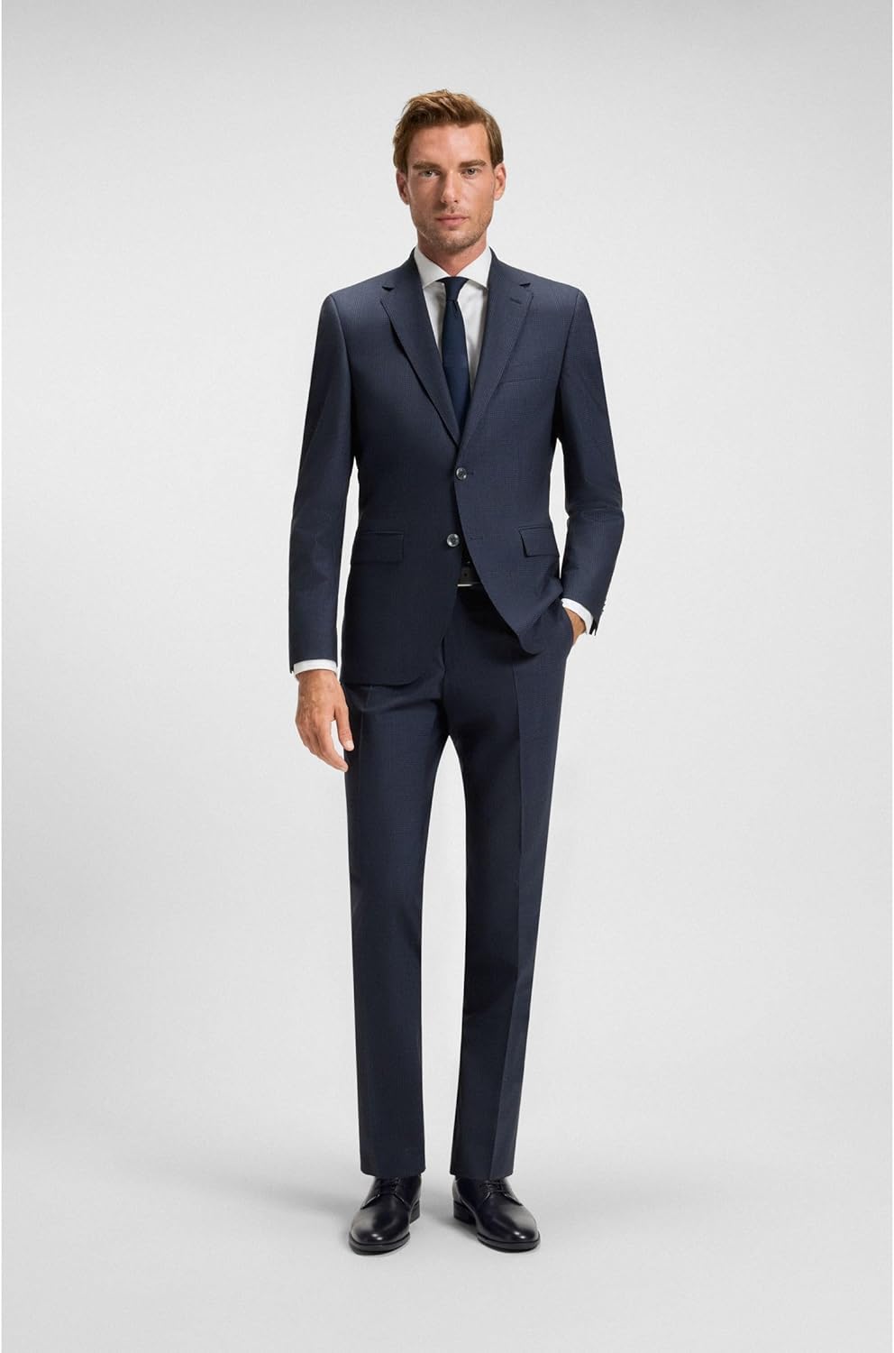 BOSS Herren Colby Derb Leder-Derbys mit Logo-Prägung Grösse 42 EU Schwarz, 42 EU Schwarz