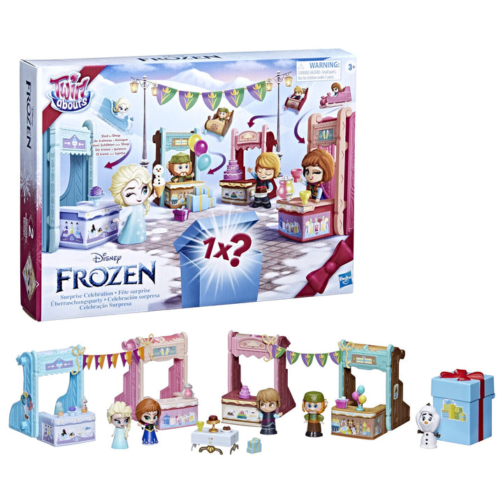 Frozen Disney 2 Twirlabouts Surprise Celebration Spielset, 5 Puppen, 4 wandelbare Schlitten, 12 Zube