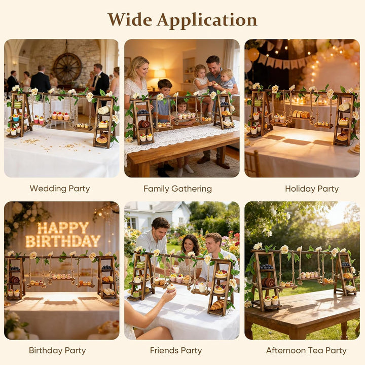 Cupcake-Ständer aus Holz,Etagere 3 Etagen mit 9 Tabletts aus Holz für Lebensmittel,Tortenständer 3 E