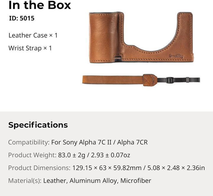 SMALLRIG A7C II / A7CR Kamera-Ledertaschen-Set für Sony Alpha 7C II/Alpha 7CR, Halbtasche aus Leder