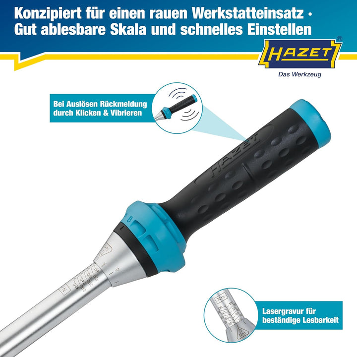 HAZET Drehmomentschlüssel 1/2 Zoll 5123-3CT, 60 – 320 Nm, Abtrieb: Vierkant 12,5 mm, Toleranz: 3 %,