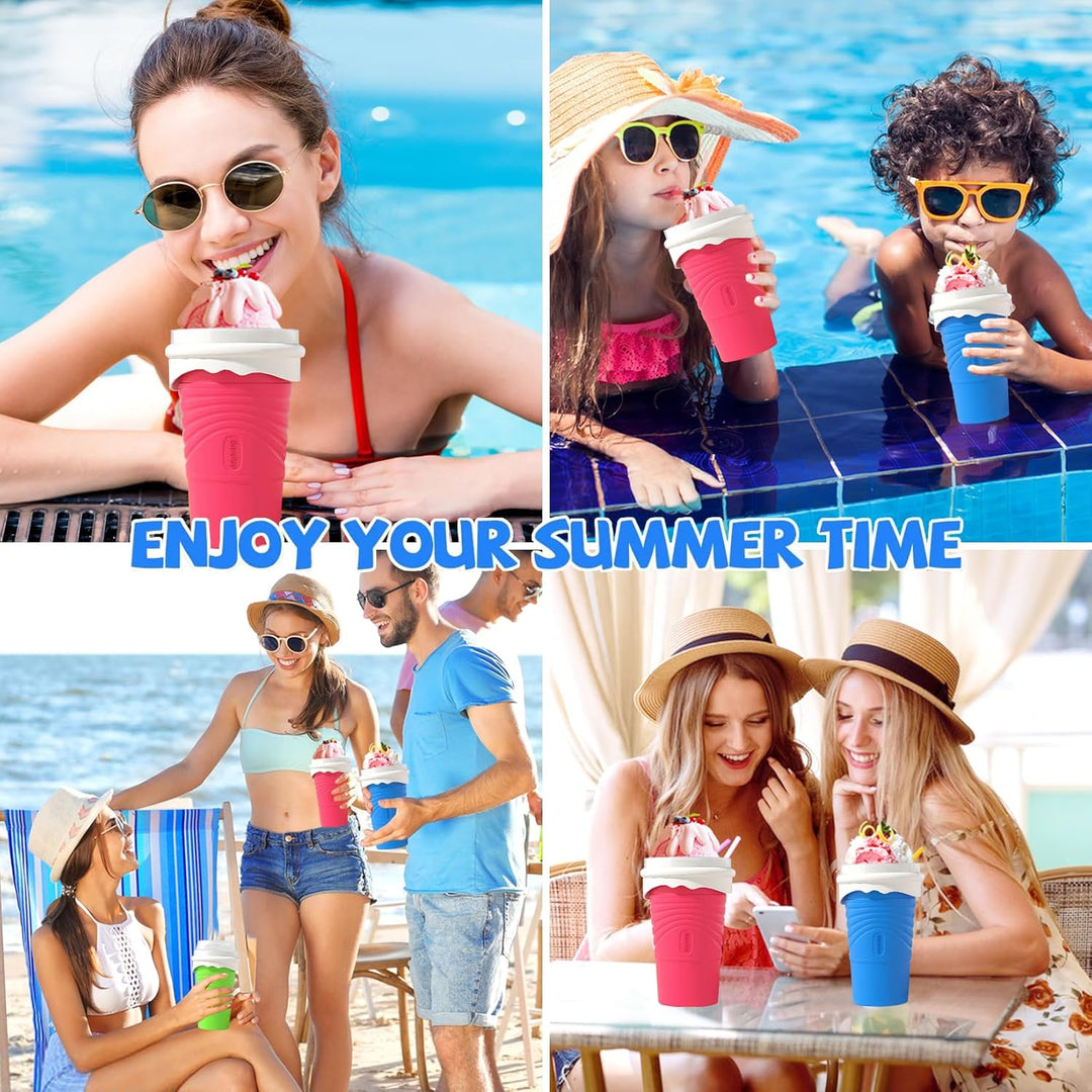 SCBOY Slushy Maker,Eis zum kneten slushy becher,Silikon slushy maker cup,Slush becher mit Strohhalml