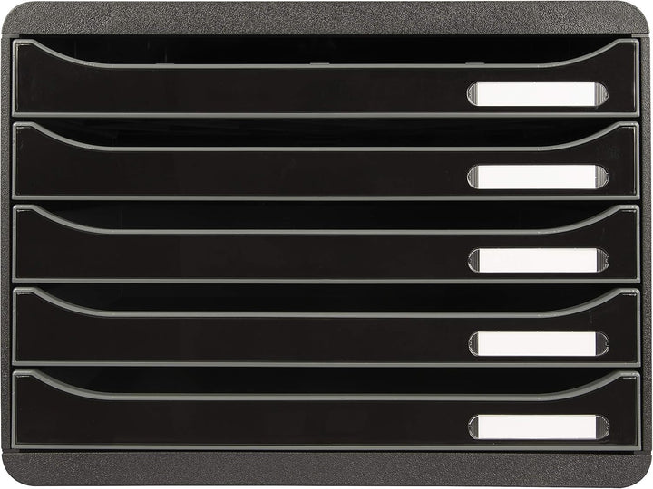 Exacompta 308714D Ablagebox Glossy Querformat mit 5 Schubladen für DIN A+ Dokumente. Belastbare Schu