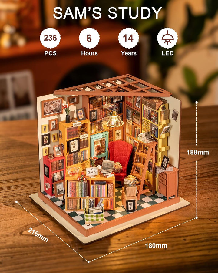 Rolife Miniatur Puppenhaus Kit DIY Holz Bibliothek Haus Modell für Mädchen und Jungen Kinder 14 15 1