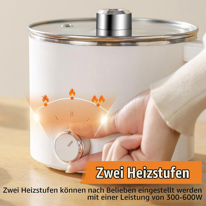 SUNOYA Einteilig Wachsschmelzer, 1.7l Kleiner Elektrischer Kochtopf, 300w/600w Nudelkocher Mit Dampf