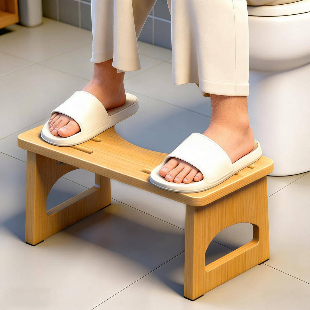 RayLove Physiologischer Toilettenhocker aus Holz, Klappbarer Toilettenhocker aus Holz, 35 Grad strap
