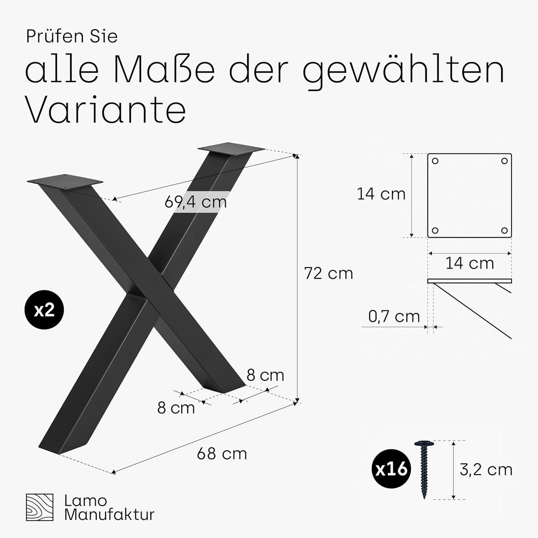 LAMO Manufaktur Tischbeine für Esstisch | Schreibtisch, Mark Massive | Vierkantprofil 80x80 mm, Tisc