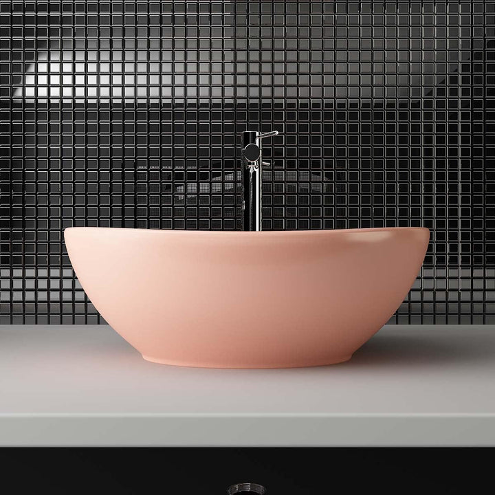 Waschbecken24 | Aufsatzwaschbecken | Ovales Waschbecken ohne Hahnloch | Premium-Qualität | Einfache