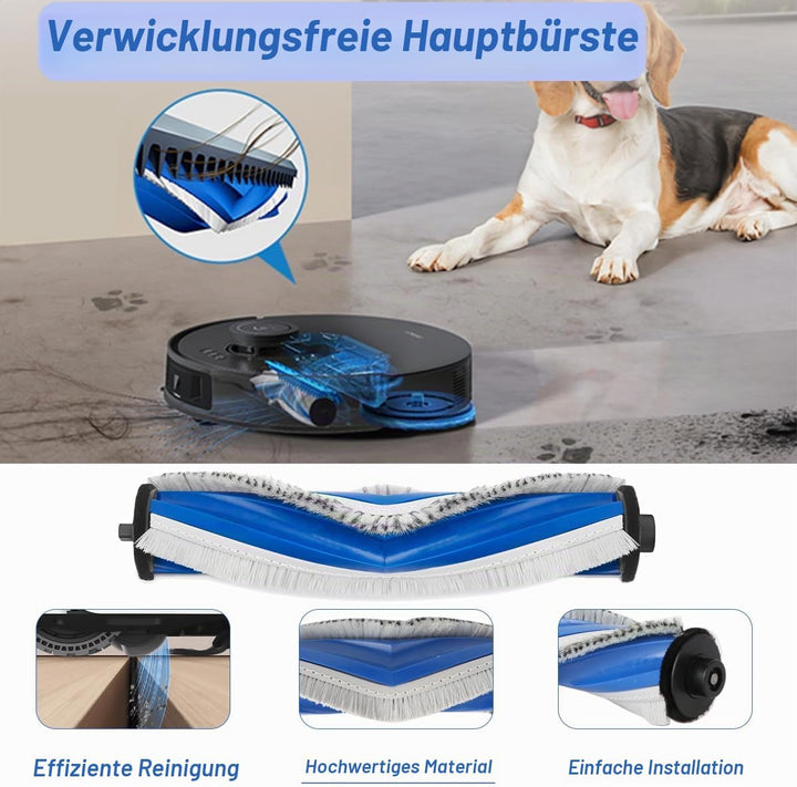 Ersatzteile Set für ECOVACS DEEBOT T30S / T30S PRO, Zubehör mit 1 Hauptbürste, 4 Staubbeutel, 6 Wisc