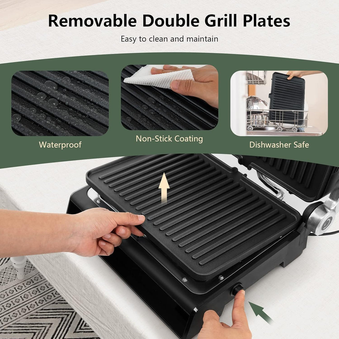 RELAX4LIFE Kontaktgrill 1800W, Elektrogrill Sandwichmaker Paninimaker, Sandwichtoaster 3 in 1, Grill