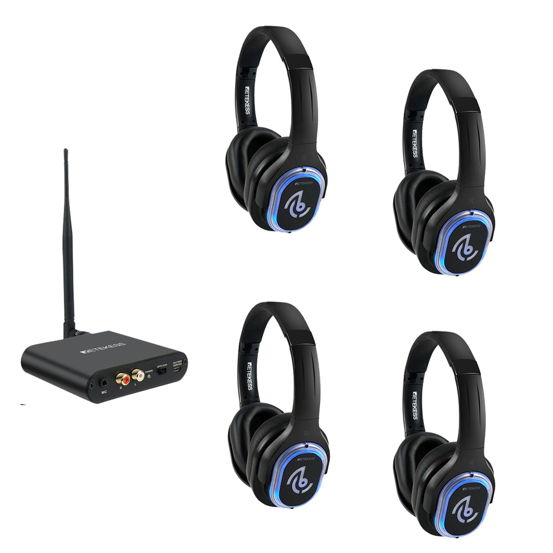 Retekess TA004 Silent Disco Kabelloser Kopfhörer, 3 Kanäle optional, HiFi-Stereo-Audio-Receiver-Kopf