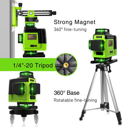 Zokoun Boden und Wand des Lasermoduls Leistungsstarkes Grün 16 Linien, um 360 ° drehbare selbstnivel