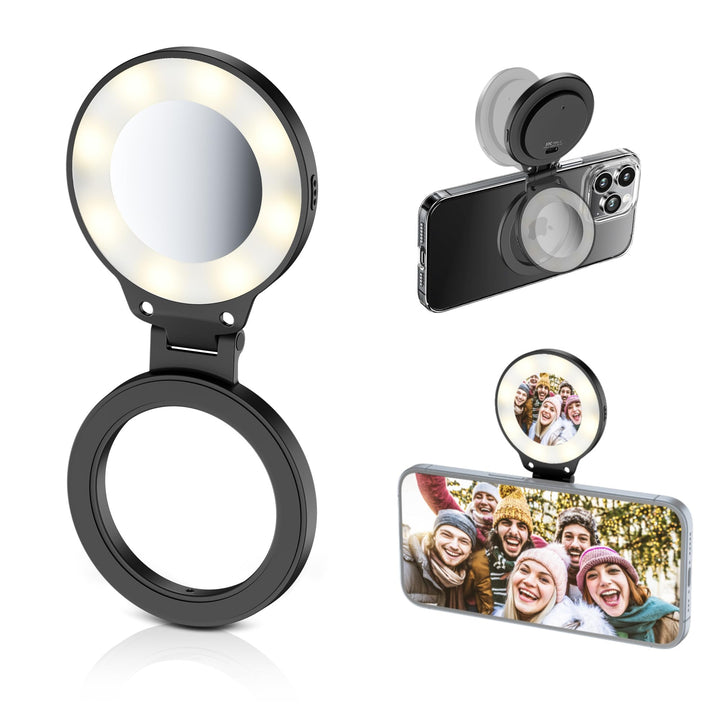 Magnetisches Handy-Selfie-Licht, Schwarz, Schwarz