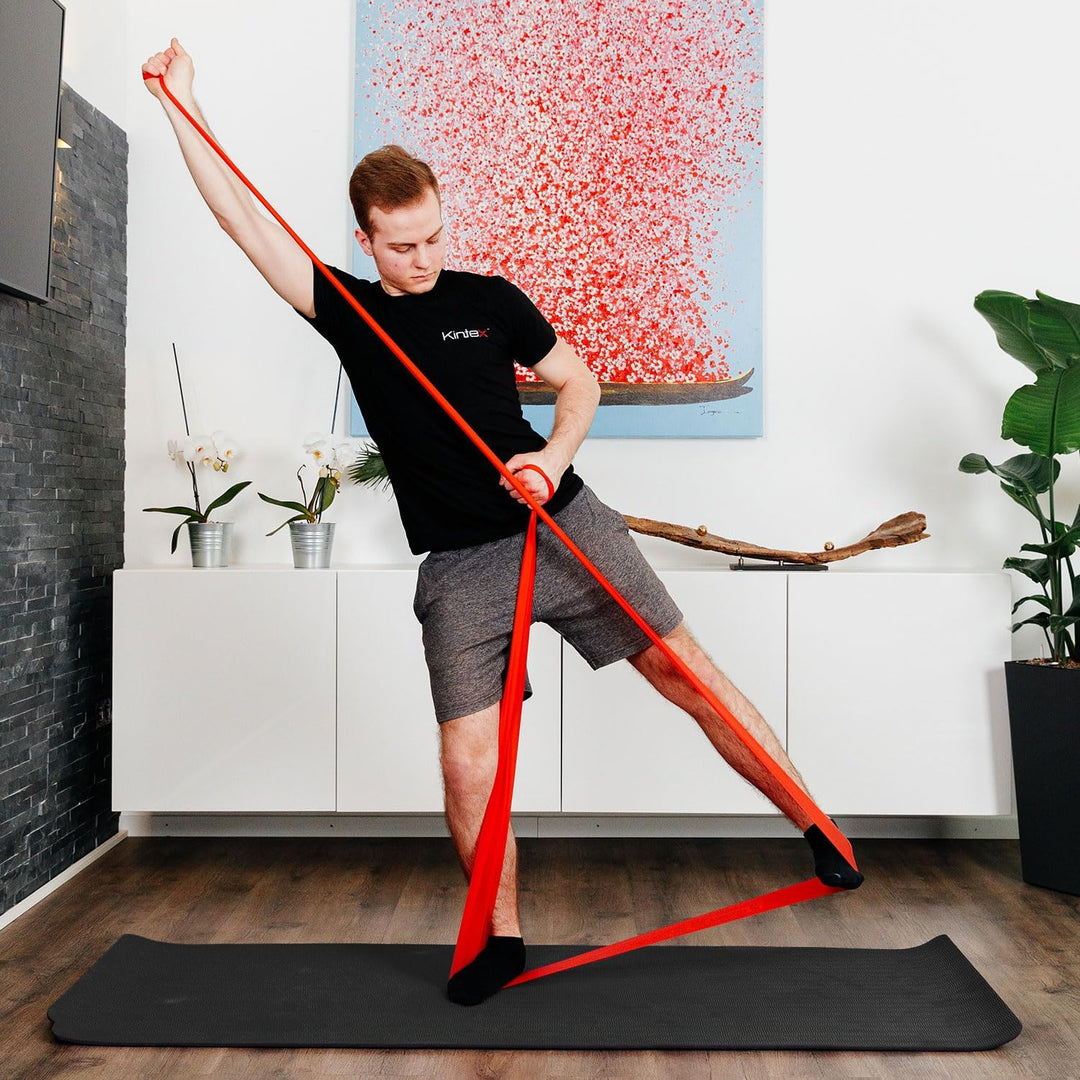 Kintex Fitnessband Bulk Rolle 25m, verschiedene Stärken, Gymnastik-Band, Widerstands-Band Rot