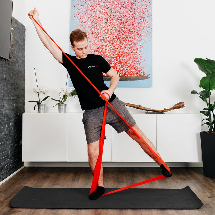 Kintex Fitnessband Bulk Rolle 25m, verschiedene Stärken, Gymnastik-Band, Widerstands-Band Rot