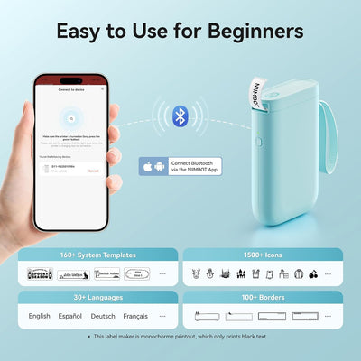 NIIMBOT D11 Etikettendrucker Tragbarer Aufkleberdrucker, Wireless-Technologie und 1 Rolle Starter-Et
