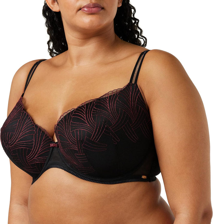 Gossard Damen Plunge-BH 80C Schwarz / Rot, 80C Schwarz / Rot