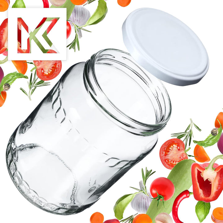 KADAX 24er Set Einmachgläser 720ml TO82 Weiss, Grosse Sturzgläser mit Schraubdeckel, Einkochgläser F