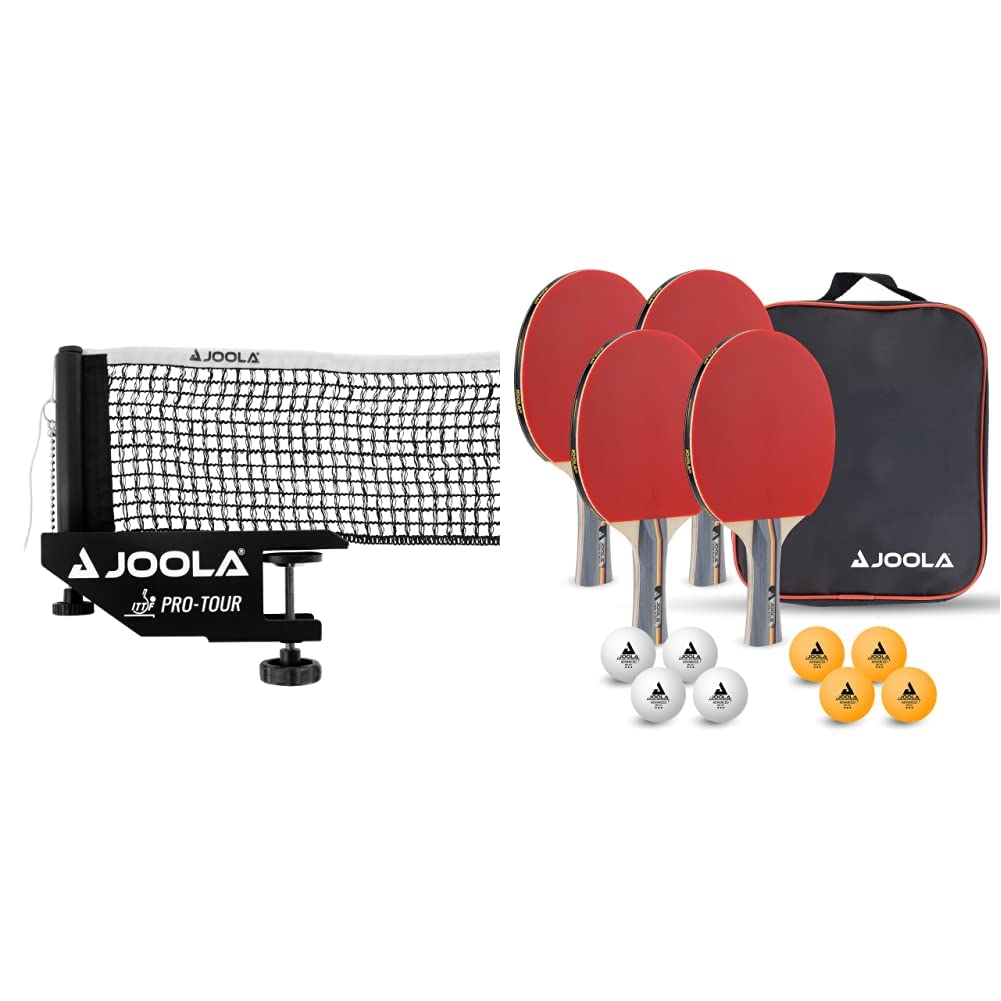Joola Unisex – Erwachsene Post-Set Pro Tour Tischtennisnetz, Schwarz, 152cm Bundle mit Tisch Tennis-
