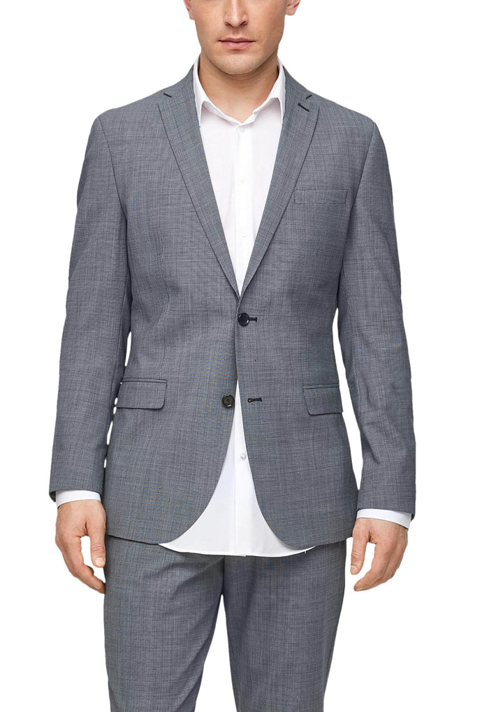 s.Oliver BLACK LABEL Slim: Elastisches Sakko aus Wollmix, 44 Dark Blue Check