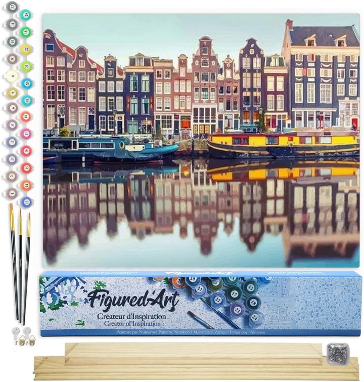 Figured'Art Malen Nach Zahlen Erwachsene Mit Rahmen Amsterdam - Paint by Numbers Basteln DIY Bastels
