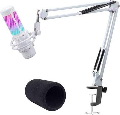 Weisser Mikrofonarm kompatibel mit HyperX QuadCast S – Premium QuadCast S Mikrofon-Galgenarm für Gam