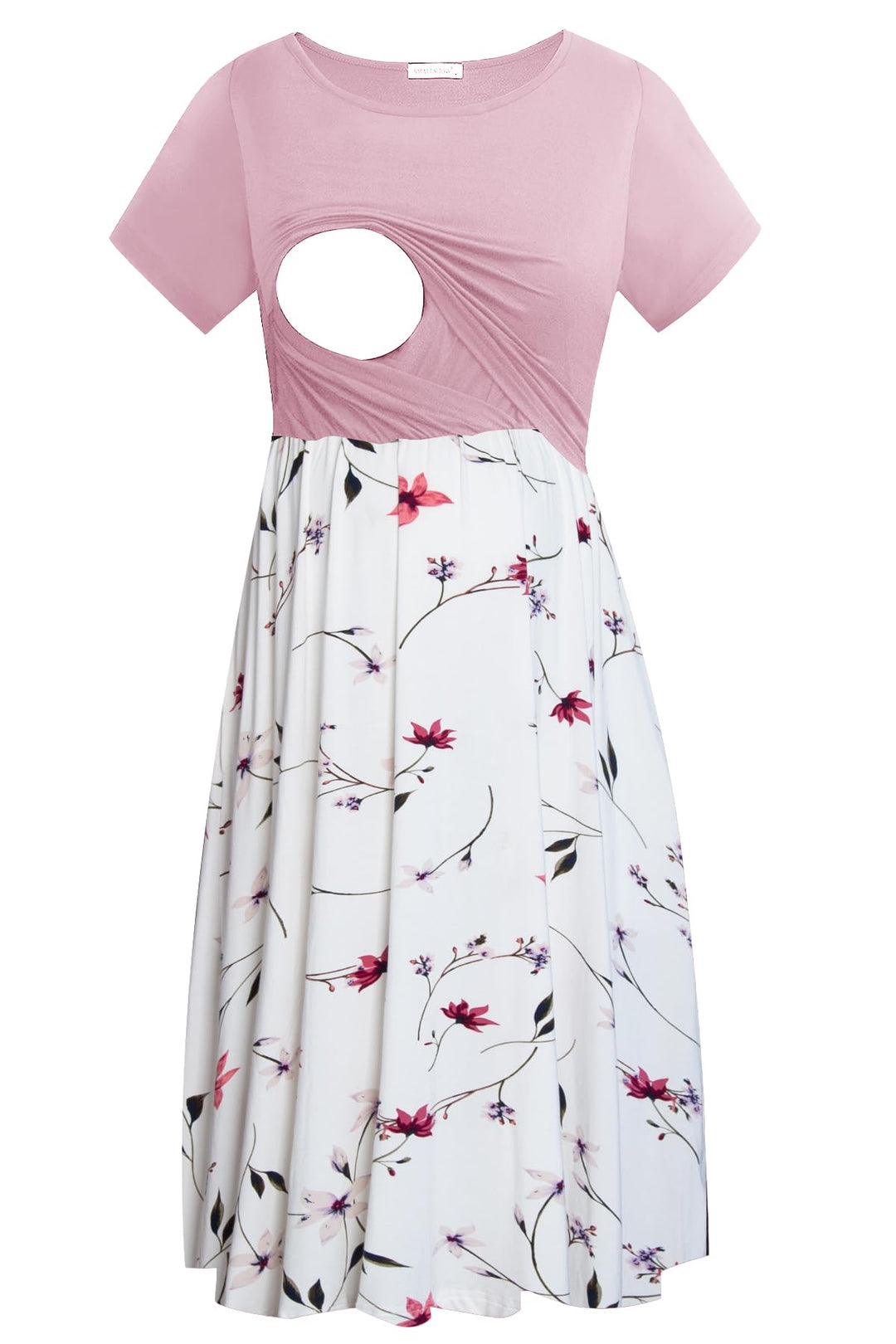 Smallshow Damen Lässiges Kurzarm Stillkleid Umstandskleid für Stillen Rosa-svp033 S, Rosa-svp033 S