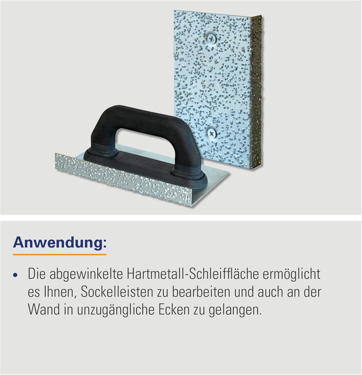 Karl Dahm Handschleifer aus Hartmetall, 130 x 210 mm I Handrutscher leichte Ausführung I Fliesenlege