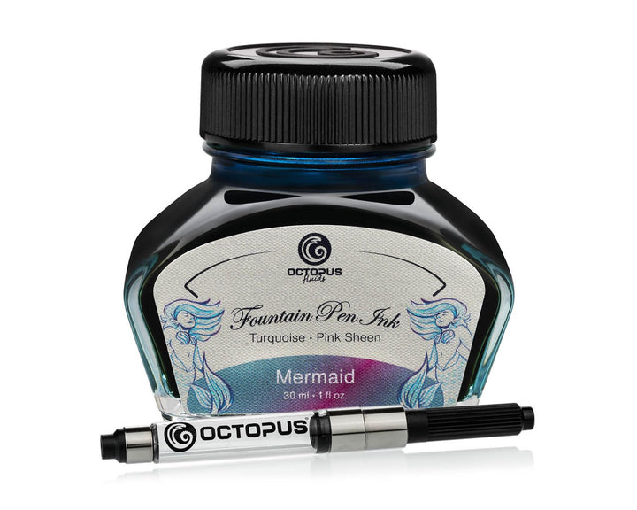 Octopus Fluids Füllhaltertinte Sheen mit Konverter, Mermaid, Petrol, 30 ml Mermaid 30 ml, Mermaid 30