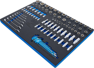 BGS 4020 | Werkstattwageneinlage 3/3: Steckschlüssel / Maul-Ringschlüssel | Zollgrössen | 90-tlg. Sa