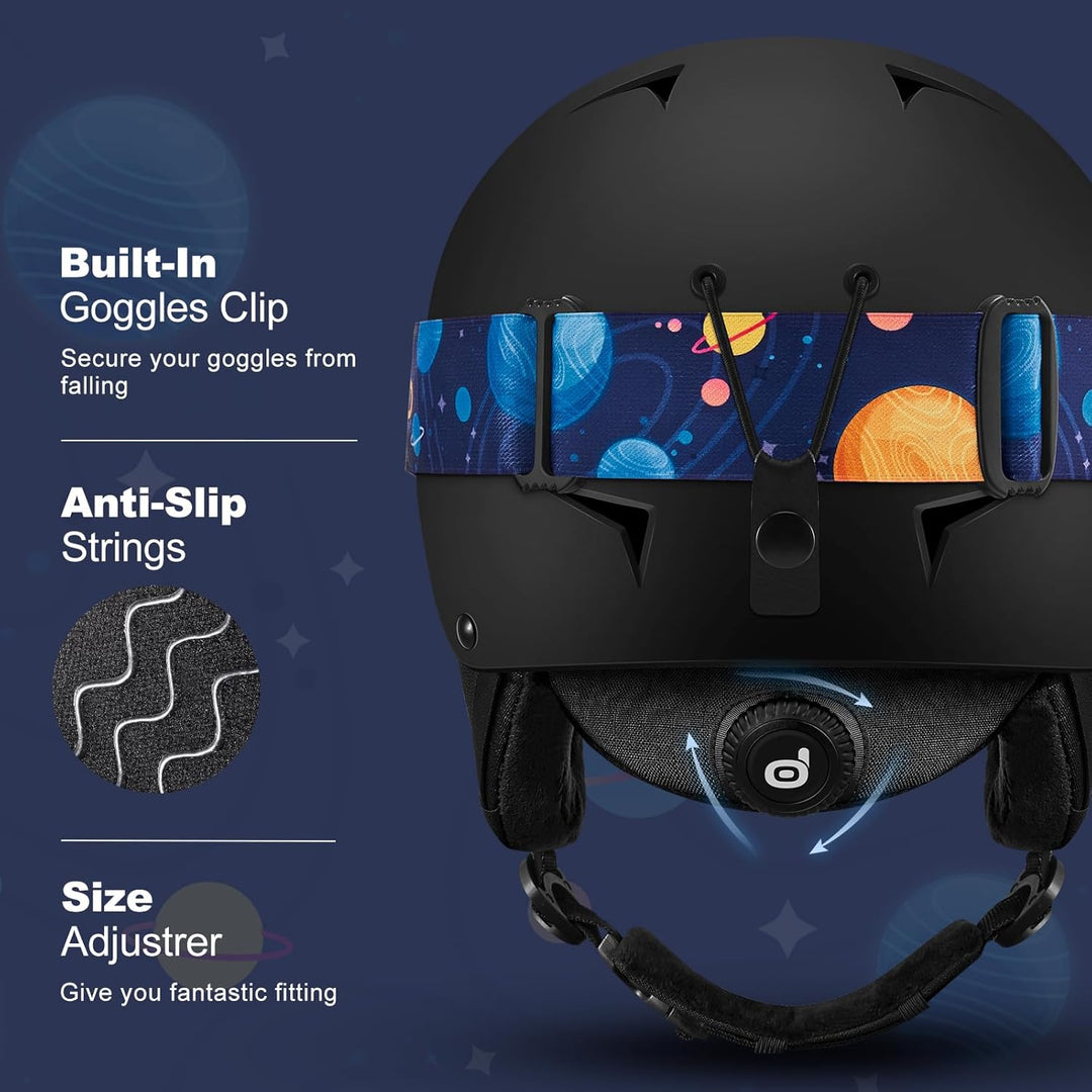 Odoland Kinder Skihelm und Skibrille Set, Snowboardhelm für Jungen und Mädchen, Verstellbar Schneehe