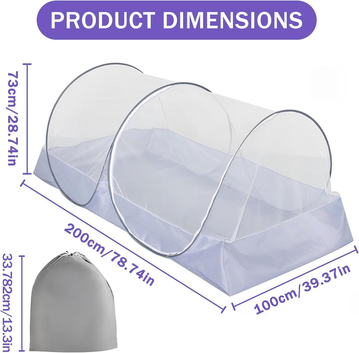 Moskitonetz Pop Up 100x200x73cm, Moskitonetz Bett klappbar, Mosquito Net imprägniert für Outdoor Ind