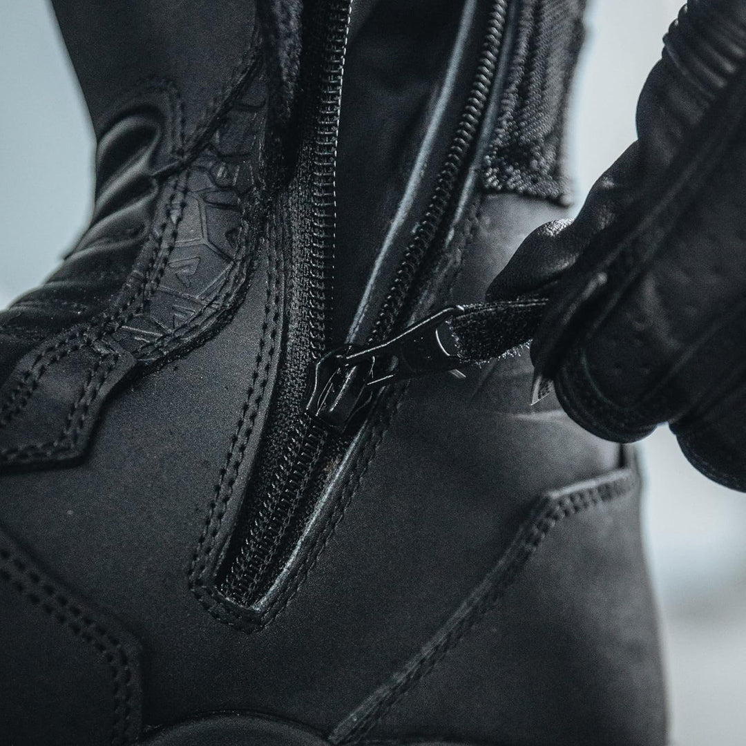 REBELHORN Scout Motorradstiefel Herren und Damen | PU Leder | Hipora Membran | Zwei Lange Reissversc