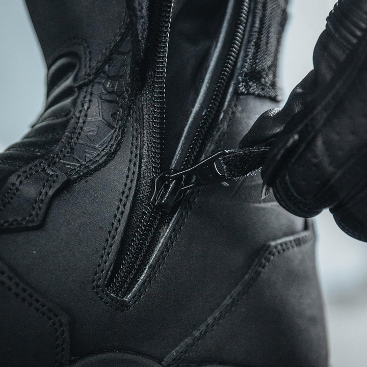 REBELHORN Scout Motorradstiefel Herren und Damen | PU Leder | Hipora Membran | Zwei Lange Reissversc