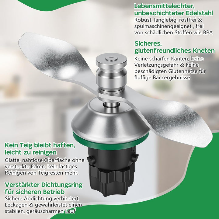 SelfTek Teigmesser für Thermomix TM7 TM6 TM5 - Edelstahl Teigmesser Ersatz für Thermomix, Sanftes Kn