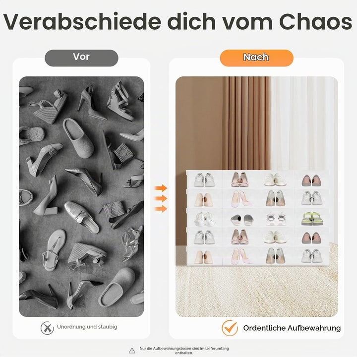 Schuhboxen 20 Stück Schuhboxen Stapelbar Transparent Schuhorganizer PP Schuhbox mit Runde Belüftungs