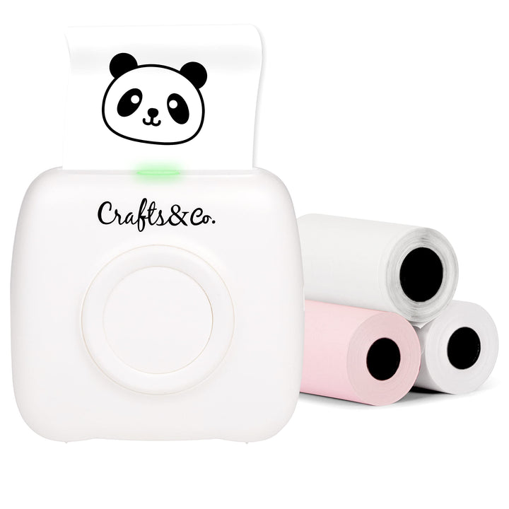 Crafts&Co® Portable Photo Printer, Mobile Mini Printer with 3 Rolls + App, Wireless Pocket Printer,