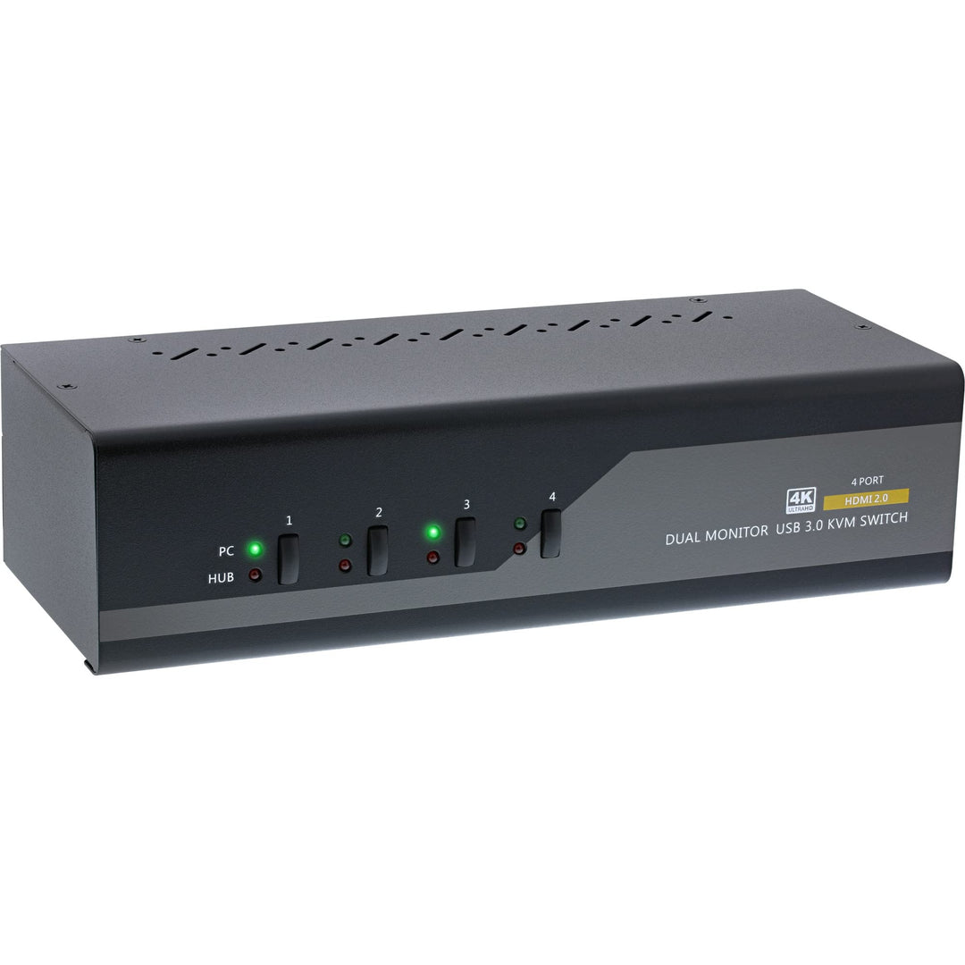 InLine 62654I KVM Desktop Switch, 4-fach, Dual Monitor, HDMI, 4K, USB 3.0, Audio