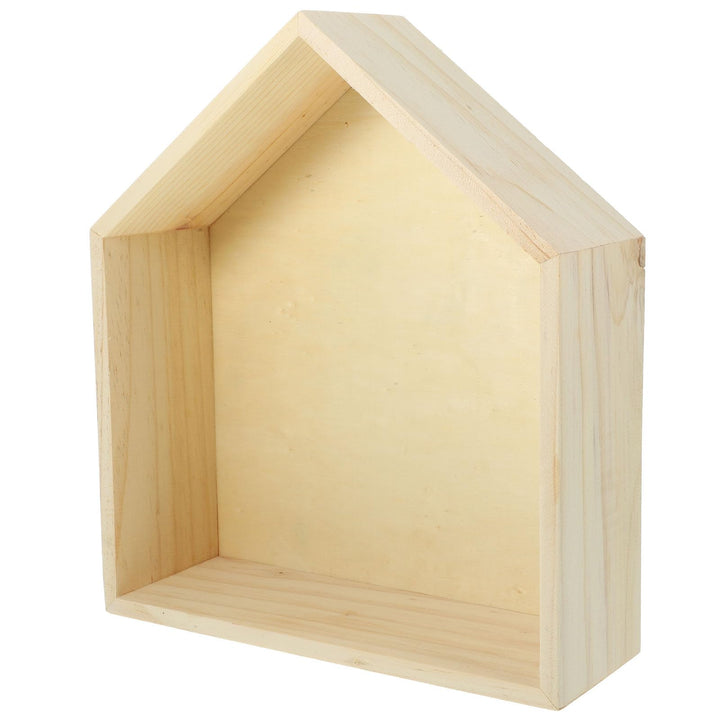 Holz Wandregal Hausform Hängeregal Pentagonal Schwebendes Wandboard für Wohnzimmer Schlafzimmer Büro