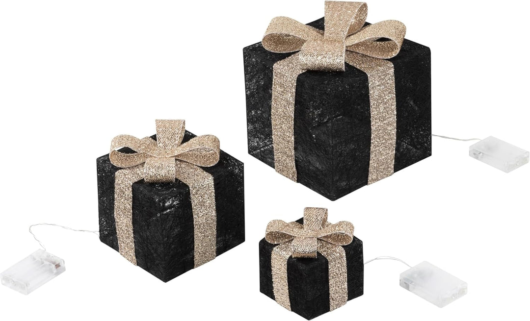 Bambelaa! 3er Led Deko Geschenke Leucht Boxen Timer Weihnachts Dekoration Weihnachtsdeko Beleuchtet
