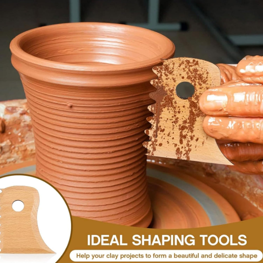 7pcs Keramikfuss Shaper -Werkzeuge Buchenholz Holz polierte Keramikrippen Trimmwerkzeuge für DIY -To