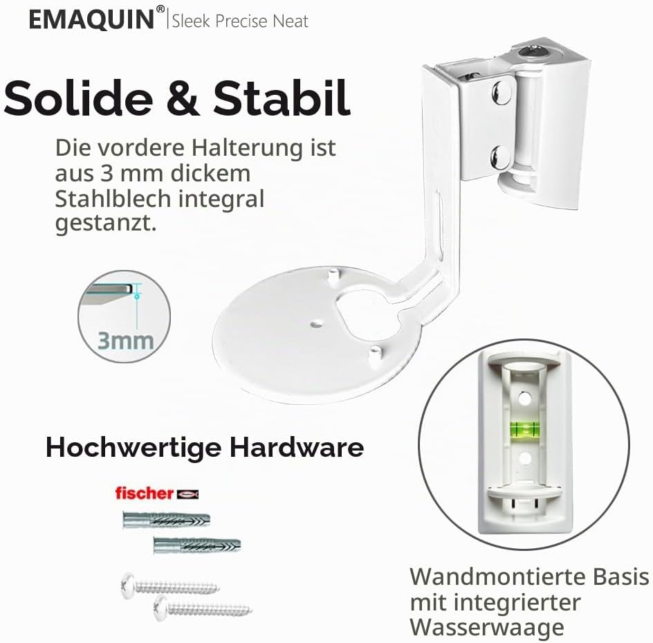 EMAQUIN Wandhalterung Paar(2 Stück) für Sonos Era 100 Lautsprecher(Schwenkbar und neigbar,kompatibel