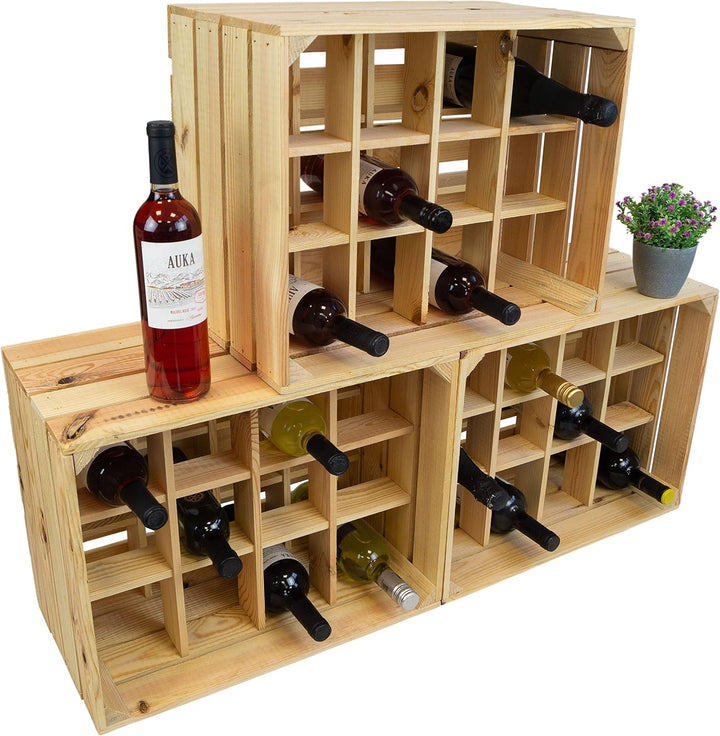 Kistenkolli Altes Land Flaschenregal Henry Holz Natur – Weinregal für 12 Flaschen | Stapelbar &amp; Schm