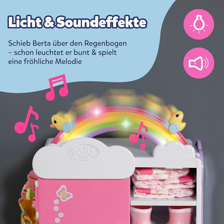 BABY born Regenbogenschrank, Puppenkleiderschrank, Aufbewahrung für Puppenkleidung mit leuchtendem R