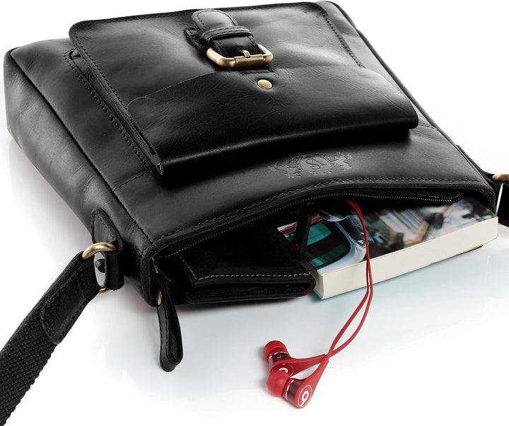 SID & VAIN Schultertasche YALE aus Premium Leder I Handtasche Schultergurt klein für Damen I Umhänge