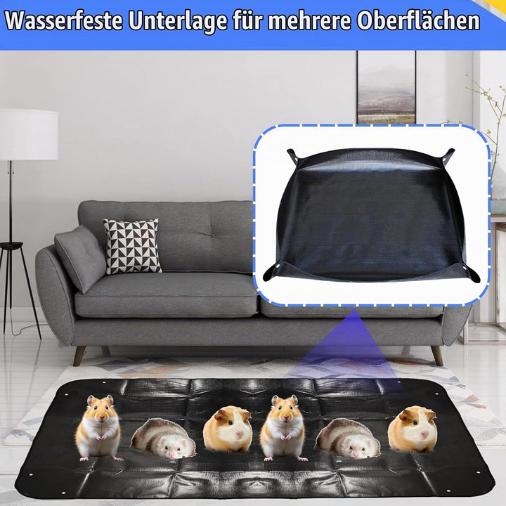 2 Stück wasserdichte Haustier-Laufgittermatte: 120 x 100cm wasserdichte Meerschweinchen Fussmatten,